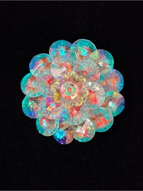 Vintage AB Crystal Flower Cluster Brooch